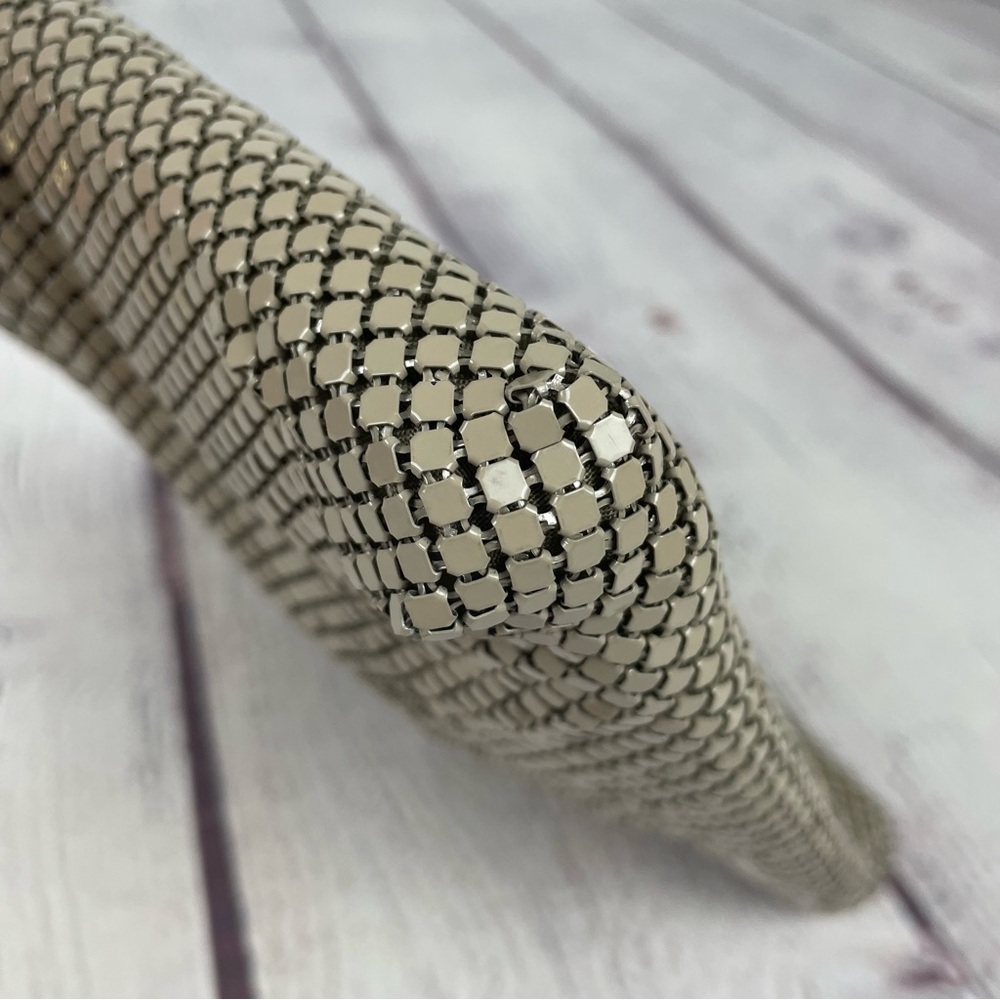 Whiting And Davis Mesh Chainmail Clutch Crossbody Taupe Tan - Picture 7 of 14